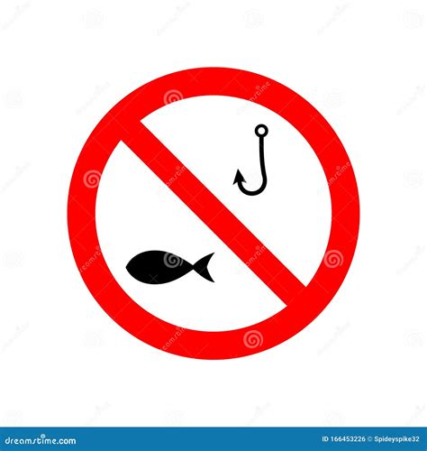 No Fishing Forbidden Sign Isolated Vector Illustration Stock