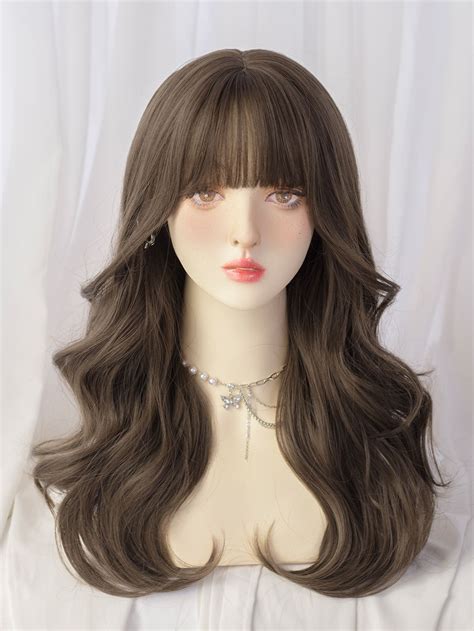 Medium Body Wave Synthetic Wig With Bangs Wigs With Bangs Wigs Hair