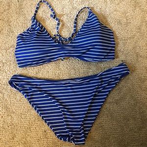 SHEIN Swim Shein Blue White Striped Bikini Set Poshmark