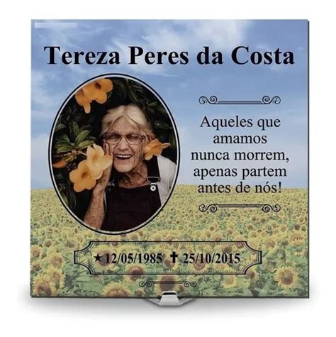 Placa Lapide Foto Frase Data Tumulo Rip Luto Jazigo 20x20 R 65 Em