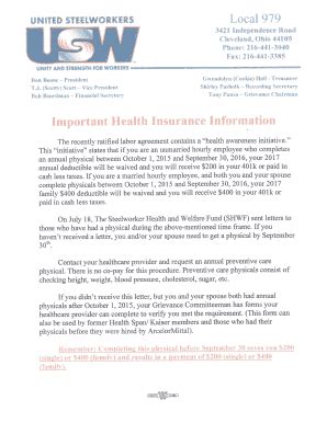 Fillable Online Information On Physicals For Deductibles Form Included