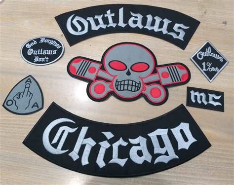 Outlaw Chicago Cm Iron On Embroidery Jacket Back Set Free Delivery Etsy