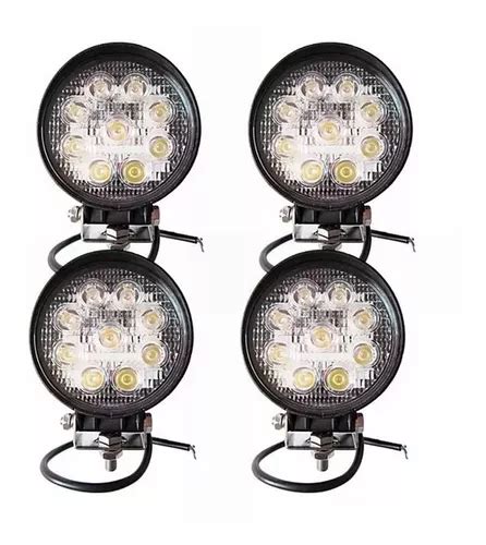 Kit X4 Faro Led 27w 9 Leds 4x4 Cuatri Moto Universal 12v