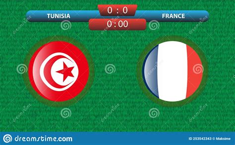 Tunisia Vs France Soccer Match Template Stock Vector Illustration Of