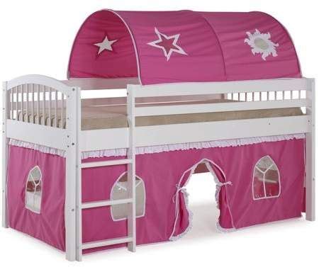 Alaterre Addison White Junior Loft Bed Pink And White Tent And