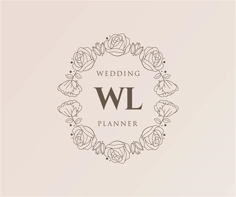 colección de logotipos de monograma de boda con letras iniciales wl