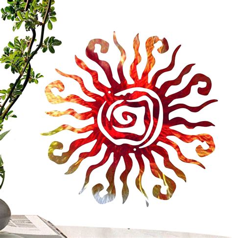 Piomoner Metal Sun Wall Art Decor Wacky Sun Wall Art Sun Wall Plaques