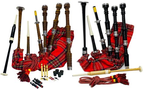 Great Scottish Highland Bagpipes Full Silver Mount Natural