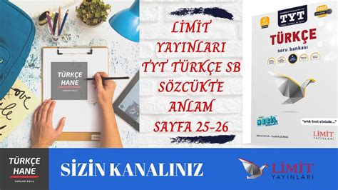 LİMİT TYT TÜRKÇE SORU BANKASI SÖZCÜKTE ANLAM SYF 25 26 TÜRKÇEHANE