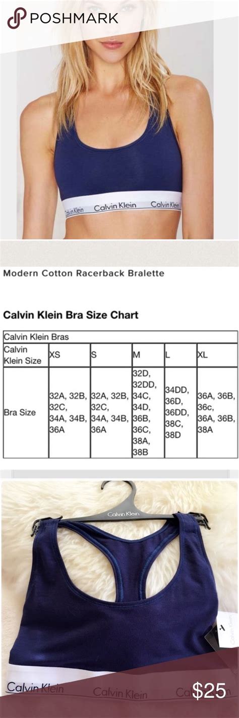 {calvin Klein} Modern Bralette In Navy Nwt Bra Size Charts Calvin Klein