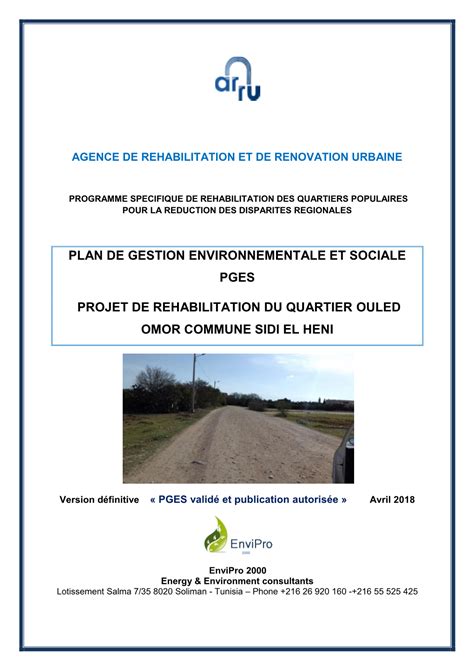 Plan De Gestion Environnementale Et Sociale Pges DocsLib