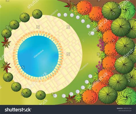 Colored Vector Landscape Plan Treetop Symbols Stock Vector (Royalty ...