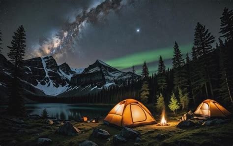 Premium AI Image | Night camp with tent