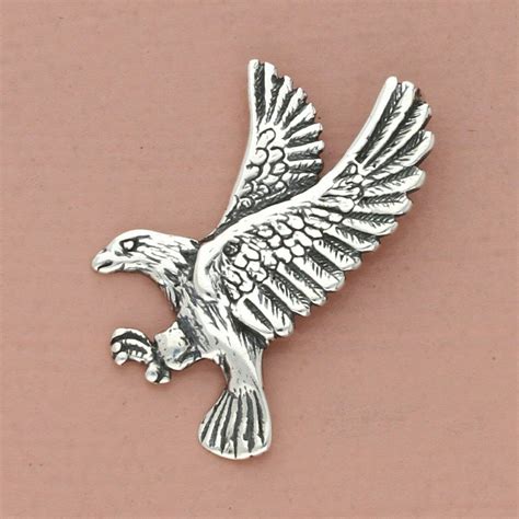 Vintage Sterling Silver Flying Eagle Pendant Etsy