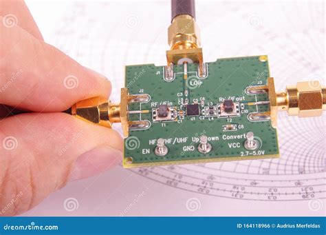 RF Engineer Inspect Microwave Mixer PCB Stock Photo Image Of