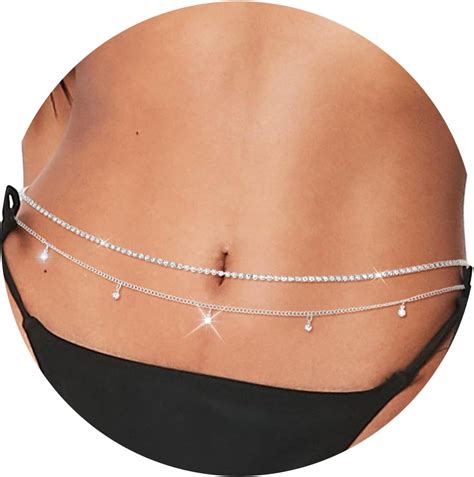 Clataly Crystal Waist Chain Belly Body Chains Jewelry Chain