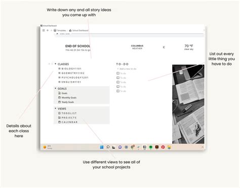 School Dashboard Notion Template - Etsy