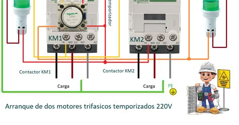 Esquemas eléctricos Arranque de dos motores trifasicos temporizados