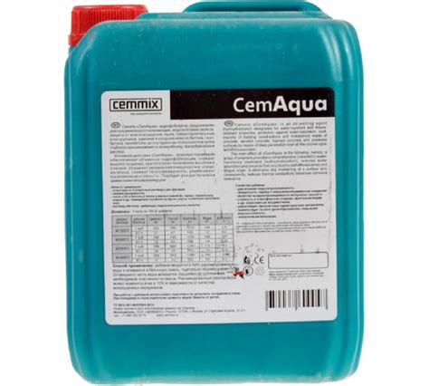 Водоотталкивающая добавка CEMMIX CEMAQUA 5 л 1/128 206772 - выгодная ...