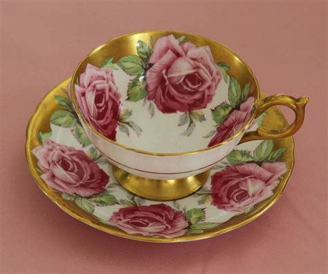 Details About Blue Corset Aynsley With Pink And Gold Roses Tea Cup And