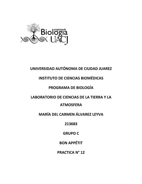 Practica 12 Universidad AutÓnoma De Ciudad Juarez Instituto De Ciencias BiomÉdicas Programa De