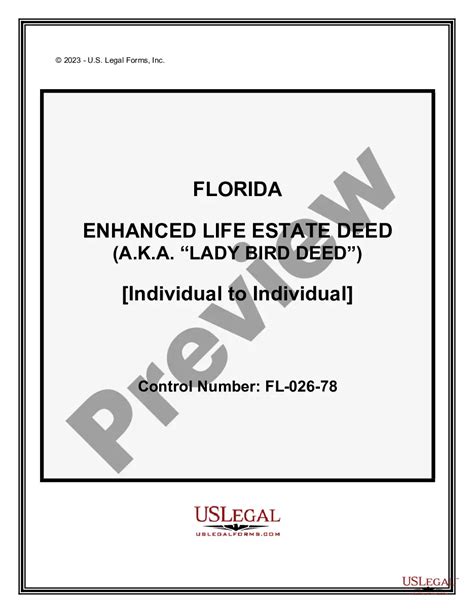 Florida Enhanced Life Estate Or Lady Bird Deed Florida Lady Deed Form Us Legal Forms