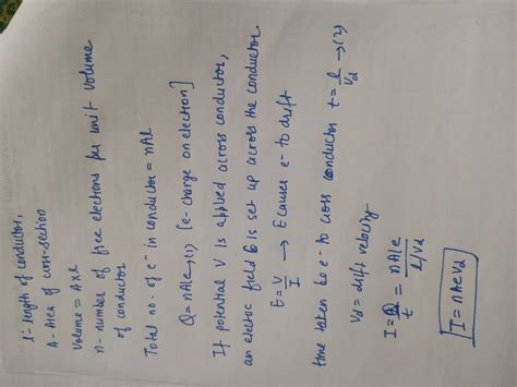 The Relation Between Current Density J And Drift Velocity Vd Is