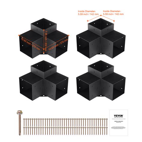 Vevor Kit Supports De Pergola X Po X Cm Support De Poteau Bois De