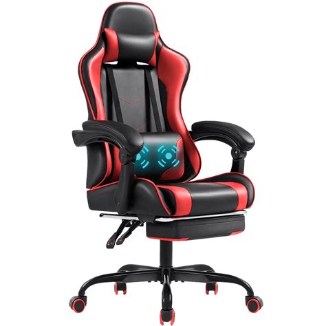 Furmax Reclining Gaming Chair with Vibrating Massager, Footrest, Lumbar ...