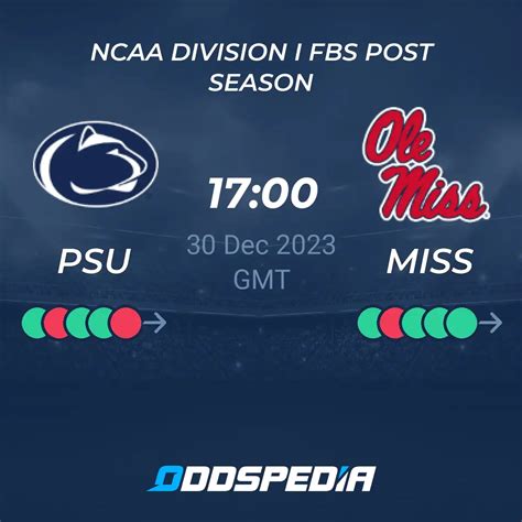 Penn State Nittany Lions Vs Ole Miss Rebels Predictions Odds Live Score And Stats