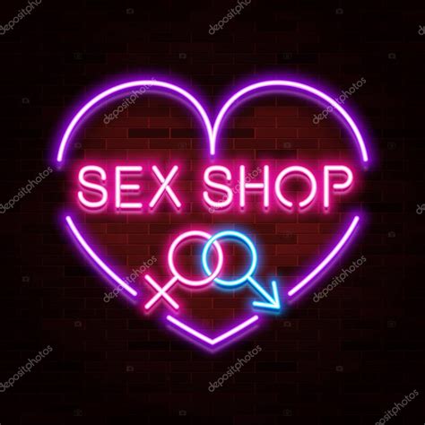 Logo De La Tienda De Sexo Diseño De Texto Realista De Neón Tienda Para Adultos Ilustración