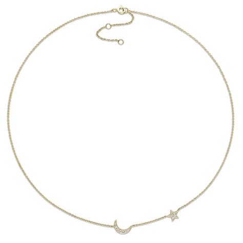 Diamond Star Moon Necklace K Yellow Gold Ct De