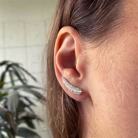 Ear Climber Feder 925 Sterling Silber Mit Zirkonia 1257