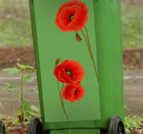 Aufkleber Mülltonne Mohnblume TenStickers