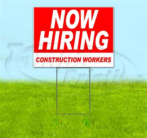 Now Hiring Construction Workers X Yard Sign With Stake Corrugated