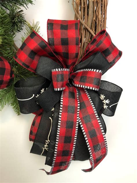 Buffalo Check Christmas Wreath Winter Wreath Red And Black Etsy