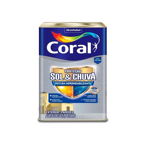 Coral Protecao Sol E Chuva - Tinta Acrílica Coral Eggshell Proteção Sol e Chuva Impermeabilizante ...