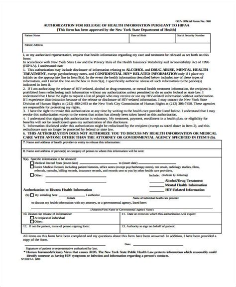 Free Sample Release Authorization Forms In Pdf Ms Word Excel