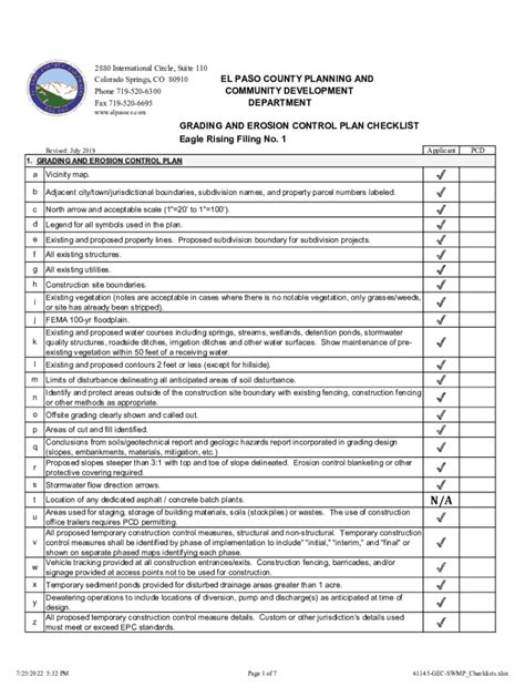 Fillable Online Grading And Erosion Control Plan Checklist Fax Email