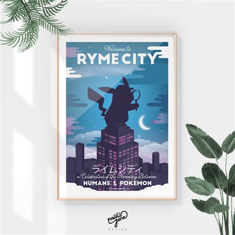 Detective Pikachu In Ryme City Pokemon Printable Travel Poster A2