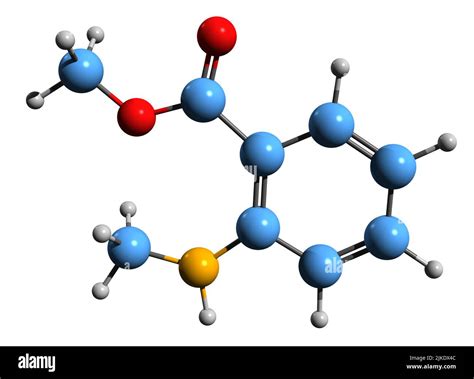 3D image of Dimethyl anthranilate skeletal formula - molecular chemical ...