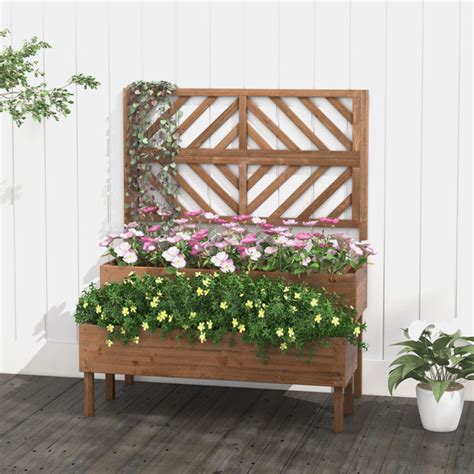 2-Tier Raised Garden Bed with Trellis - Costway