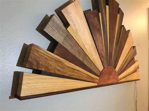 Sunburst Wood Wall Art Reclaimed Wood Sunrise Modern Wood Etsy