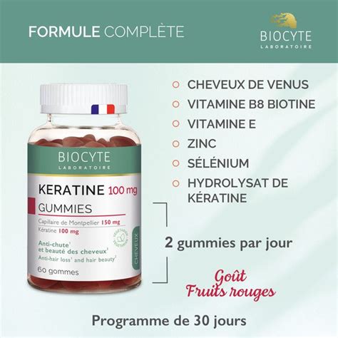 Biocyte Keratine Gommes Gummies Anti Chute Et Beaut Des Cheveux