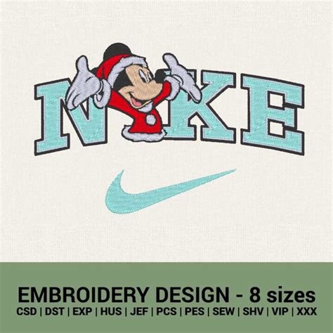 Nike Christmas Mickey Mouse Logo Machine Embroidery Design New