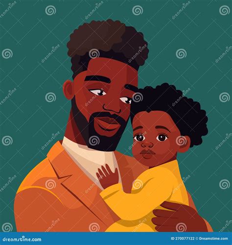 African American Father Holding His Daughter With Care And Love Cute