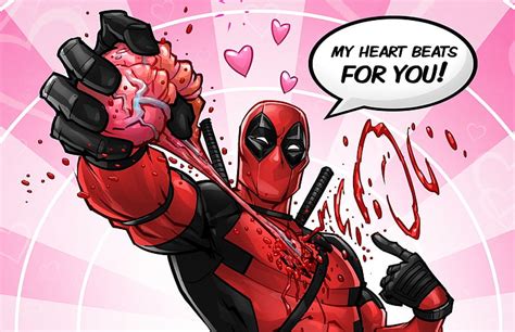 Marvel Deadpool Ilustración Arte Deadpool Día De San Valentín Ryan Reynolds Fondo De