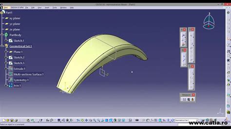 Catia V5 Surface Design Of A Small Handle Youtube