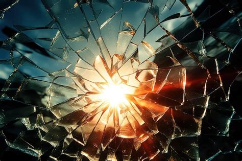 Premium Ai Image Cracked Glass With Sunlight Shining Through