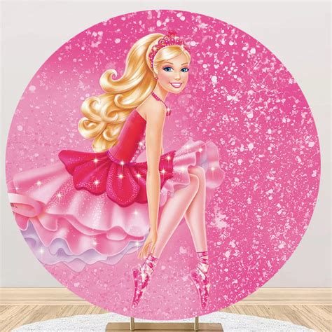 Customize Barbie Photo Backdrops Cover Girls Round Backdrop Birthday P – dreamybackdrop